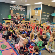 Classroom with kids learning about dental health